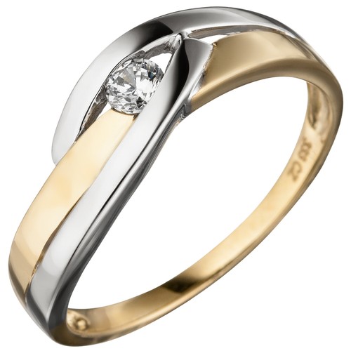Damenring 333 gold - gold, zirkonia