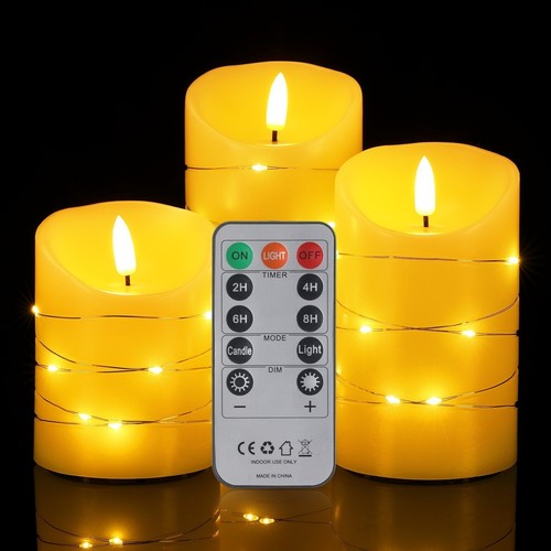 3er set echtwachs led kerzen - 3er-set,