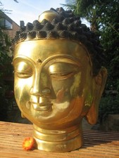 Großer BUDDHAKOPF-Messing-Buddha-Yoga-Heilpraktiker-Asiatika-China-Asien-10 KG