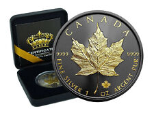 1 OZ Silber Maple Leaf Canada 2025 Gold Black Empire Edition Ruthenium Box