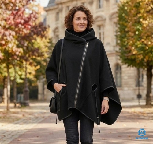Damen poncho mit kapuze - damen,