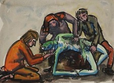 JOHANNES RICHTER - "Der Schmerzensmann" - Aquarell - um 1970