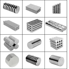 Extrem starke Neodym Scheiben Zylinder Magnete Rund Größe und Anzahl auswählbar