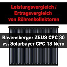 Röhrenkollektor Vergleich: Ravensberger Zeus CPC 30 / Solarbayer CPC Nero 18