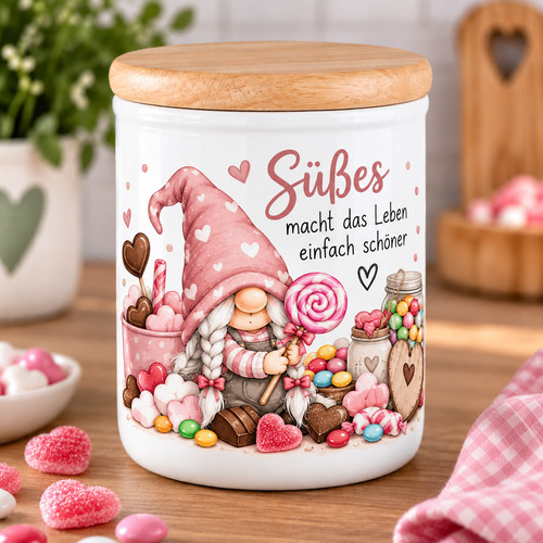 Keramikdose mit holzdeckel - keramikdose,