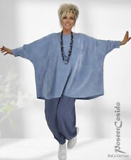 LAGENLOOK Nicki Pulli Pullover Shirt 44 46 48 50 52 54 56 58 60 XL-XXL-XXXL blau