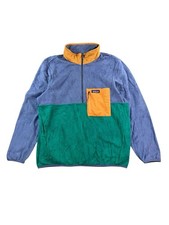 Patagonia Synchilla Fleecejacke L Colorblock Retro Snap-T Blau Grün Gelb