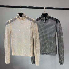 Damen Glitzer Strass Hohes