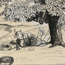 Mann von einem Baum gefallen