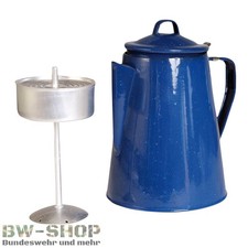 KAFFEEKANNE EMAILLE 2L MIT EINSATZ FÜR 12 TASSEN OUTDOOR CAMPING KAFFEE KANNE