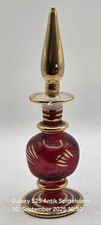 Glas Parfum Flakon mit Stopfen Oriental Design Mundgeblasen 12 cm