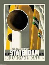 Reisetransport Holland Amerika Linie Schiff Liner Trichter USA Poster Druck Bb8495B