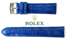 Rolex ♛ Lack-Blau Krokodil Uhrenband Strap 20X18 mm Handmade in Italy Ungetragen