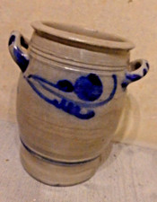 Steinzeug Topf Henkeltopf Schmalztopf Salzglasur Steinguttopf blau/grau