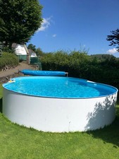 Pool Paket Achtformbecken inkl. Wärmepumpe 7,7 x 5,0 x 1,2 m Folie 0,8 mm blau