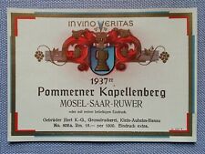 altes Weinetikett Musteretikett Etikett 1937er Pommerner Kapellenberg Mosel Saar