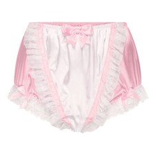 Satini Rüschen Spitze Sissy seidig Satin Erwachsene Windelhülle Slip CDTV Höschen