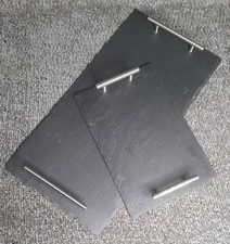 2x Serviertablett mit Griffen aus Schiefer, 50x25cm - 30x20 cm  LxB