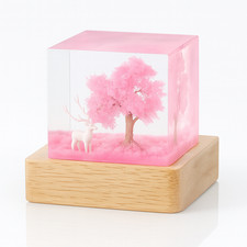 LED Epoxidharz Lampe Rosa Baum