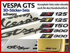 VESPA GTS - 3D-Emblem-Set - schwarz  5 Varianten Handschuhfach Aufkleber Sticker