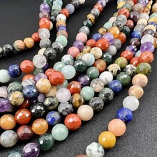 Echte Facettierter Mix Stein 6mm 8mm Perlen 38cm Strang Bunte Naturstein