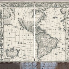 Weltkarte Rustikale Gardine