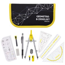 DynaTech Geometrie- und Zirkel-Set (12-teilig) Reißverschluss- Etui gelb