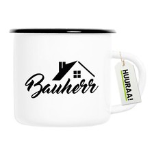 Emaille Tasse Bauherr Vintage Geschenkidee Souvenir Präsent Wichtelgeschenk Mitb