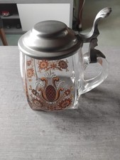 bierkrug mit zinndeckel glas