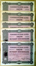 100 x NORDDEUTSCHER LLOYD, Aktie über 100 RM, Bremen, 01.08.1936 - Abb. Dampfer