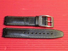 2nd HAND : ORIGINAL Swatch LEDER Armband 17mm Irony HAPPY JOE - schwarz