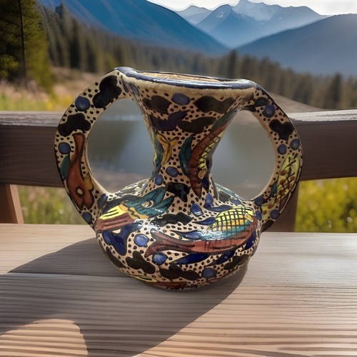 Keramik vase fisch dekor - fisch,