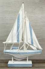 Deko Holz Segelboot gestreifte