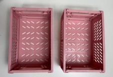 Faltbare Klappkisten 2 Stück | SelfTek Aufbewahrungsboxen Küche Büro Rosa