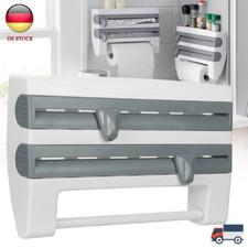 4-IN-1 KÜCHENROLLENSPENDER WAND-ROLLENHALTER FRISCHHALTEFOLIE SCHNEIDABROLLER