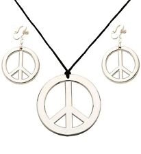 Hippie Schmuckset Kette mit Ohrringen Peace Flower Power Schmuck Set