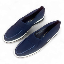 Brunate Loafer Blau 39,5 Made in Italy mit weißer Sohle Slipper edel