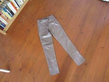 STEVEN-K Lederhose 34/36 Lamm-Leder Taupe mit Goldschimmer NEU Jeggings Skinny