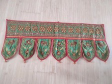 Türbehang Indisch Rajasthan Stickerei Tür Wandbehang mit Spiegeln Elefanten grün