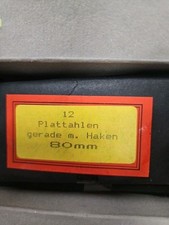 12 Plattahlen, Gerade Ahle mit Haken, Hakenahle, Rasche, 80mm, Neu/ovp unbenutzt
