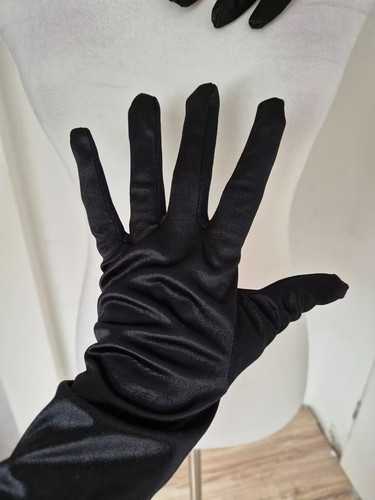 Schwarze lange satinhandschuhe - lange,