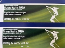 TARZAN Disney Musical 2 tolle Tickets 4.5.25, 14 h -  Premiumplätze in Stuttgart