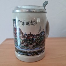 Bierkrug Steinkrug München mit Zinndeckel Löwenbrauerei