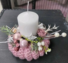 Adventskranz/Weihnachtskranz/ Tischkranz mit 1 Kerze/Pastell/Weihnachtsdeko