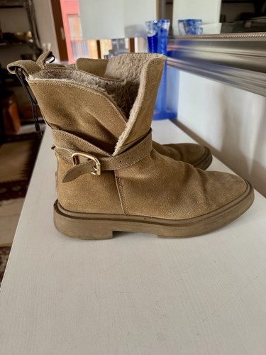 Zara lammfell lederstiefel - lammfell,