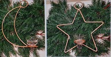 je 1 Teelichthalter MOND + STERN + Glaseinsatz, 29 cm NEU OVP Deko zum Aufhängen