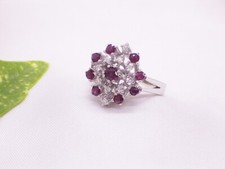 RUBIN-DIAMANTRING: 585er WEIßGOLD 14 KARAT GOLD: 9 RUBINE & 10 BRILLANTEN: GR.60