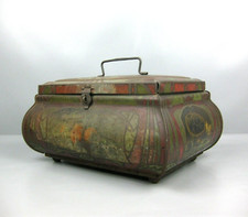 große Blechdose Jugendstil Deckeldose Früchte Dekor alt antik um 1910