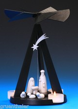 Pyramide Mini Black Delta Christi Geburt Schalling Seiffen Erzgebirge Teelicht