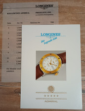 Longines Uhr Katalog "ADMIRAL" 1995 mit Preisliste